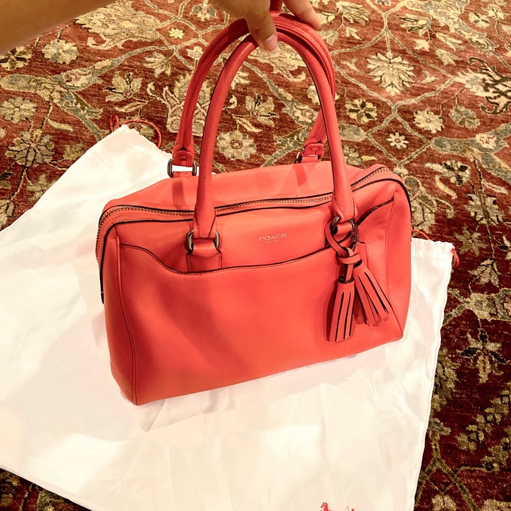 Coral/Blush Leather Coach Purse